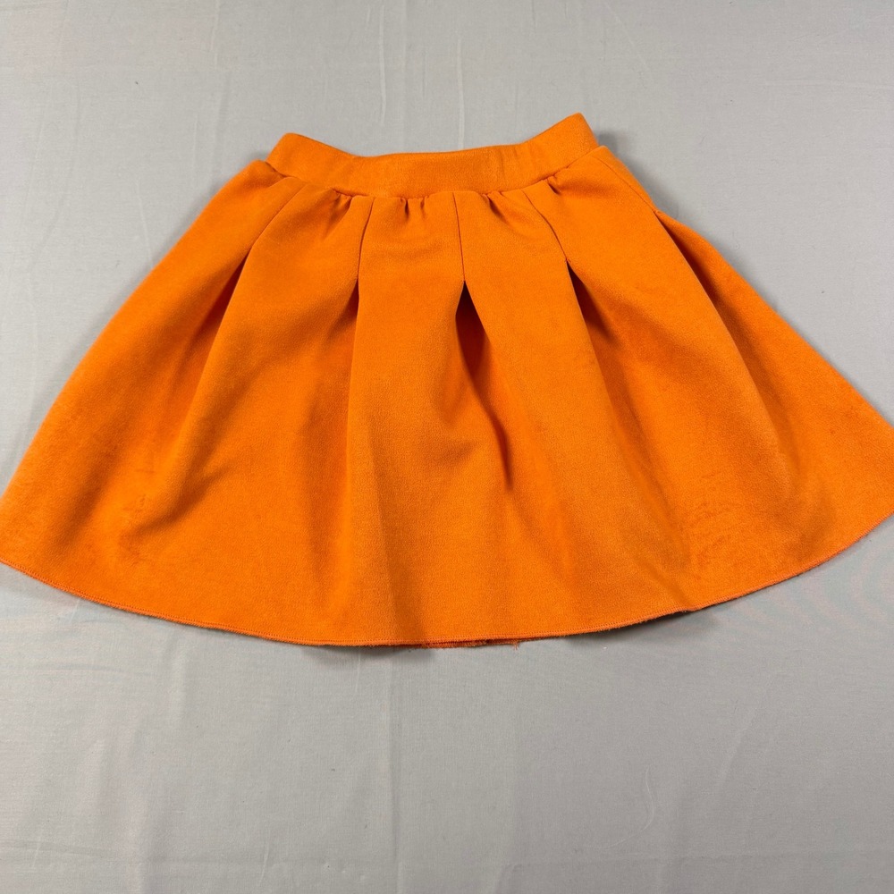 SHEIN Kids Girls Orange Pleated Skater Mini Skirt Size 9Y Elastic Waist SKC319